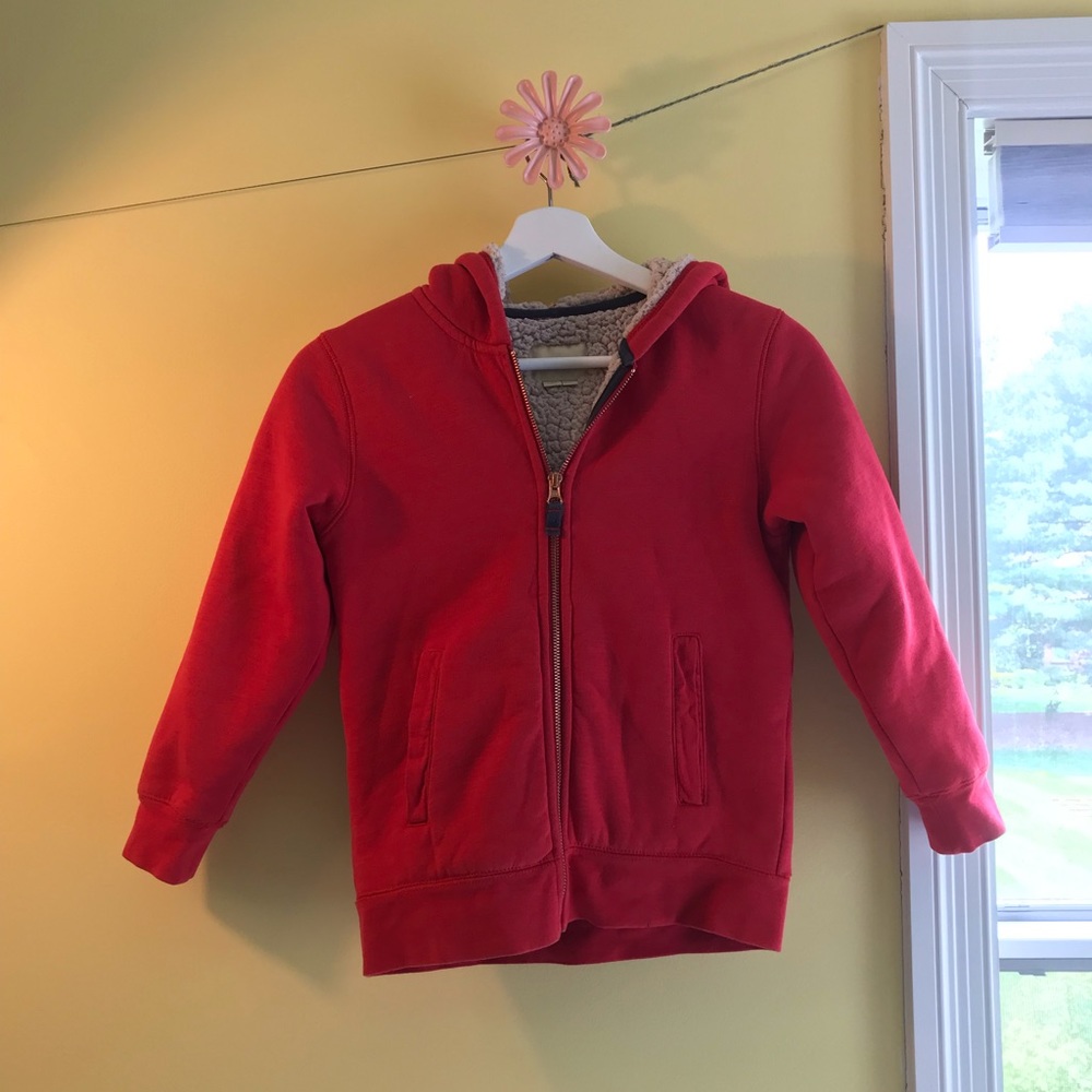 Mini Boden Red Fleece Hoodie